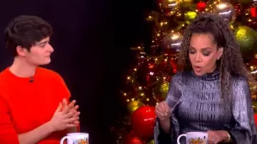 Lanvin Midi Dress in Metallic Viscose worn by Sunny Hostin as seen in The View on December 15, 2025