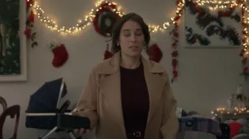 Ralph Lauren Leonarda Wrap Coat worn by Drew (Eimear Morrissey) as seen in Twelve Dates 'Til Christmas (S01E02)