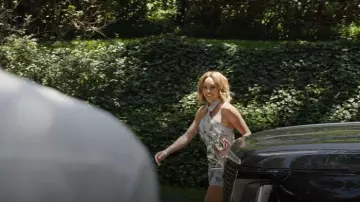 La Fuori Naia Floral Halter Dress worn by Ashley Darby as seen in The Real Housewives of Potomac(S10E11)