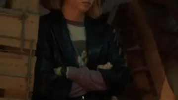 Stranger Things S05 Robin Buckley Black Leather Jacket worn by Robin Buckley (Maya Hawke) in Stranger Things (S05)
