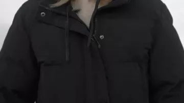 My Secret Santa Alexandra Breckenridge Black Puffer Coat worn by Taylor (Alexandra Breckenridge) in My Secret Santa