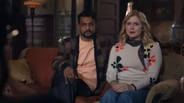 Wispr Blossom Silk Blend Sweater worn by Samantha Arondekar (Rose McIver) as seen in Ghosts (S05E08)
