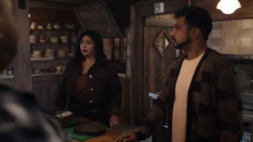 Zara Contrast Stitching Short Jacket worn by Bela (Punam Patel) as seen in Ghosts (S05E08)