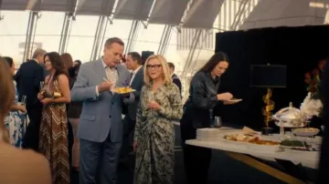 Dries Van Noten Sampa Draped Abstract Print Silk Midi-Skirt worn by Lynn (Stephanie Faracy) as seen in Nobody Wants This (S02E10)