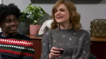 Mango Crystal Detail Sweatshirt worn by Ashley Padilla as seen in Saturday Night Live (S51E07)