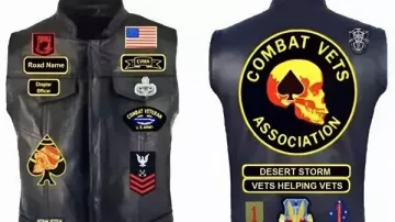 Chaleco de cuero de la Asociación de Motociclistas de Veteranos de Combate CVMA