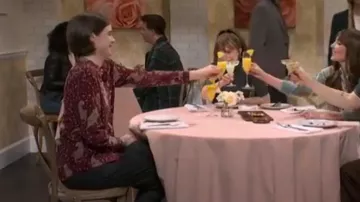 Rails Kate Shirt Oxblood Leopard worn by Jane Wickline as seen in Saturday Night Live (S51E08)