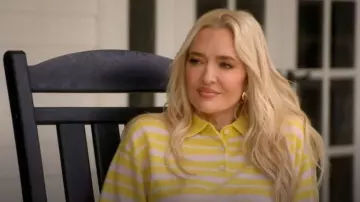 Guest Collegiate Stripe Cashmere Polo Sweater worn by Erika Jayne as seen in The Real Housewives of Beverly Hills (S15E02)