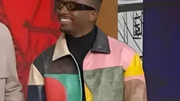 Good Morning America 2025 Samuel Arnold Multicolor Leather Jacket worn by (Samuel Arnold) in Good Morning America: Weekend Edition