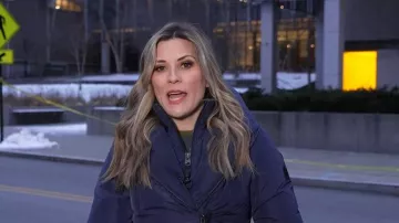 Mackage Adali Hooded Water Repellent Down Jacket worn by Erin McLaughlin as seen in Today on December 16, 2025