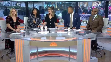 By Cara Cara Kieran Floral Stretch Velvet Dress worn by Jenna Bush Hager as seen in Today on December 16, 2025