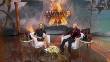 Louis Vuitton Wool Knit Short-sleeve Sweater with a detachable Collar worn by Lara Spencer as seen in Good Morning America on  December 15, 2025