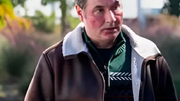 NCIS S23 Adam Ferrara Brown Leather Jacket as seen in NCIS (S23E01)