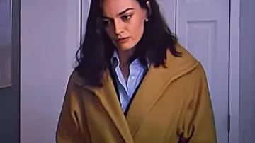 Ella McCay 2025 Emma Mackey Brown Trench Coat worn by Ella McCay (Emma Mackey) in Ella McCay