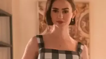 Emily In Paris S05 Lily Collins Floral Plaid Dress worn by Emily Cooper (Lily Collins) as seen in Emily in Paris (S05)