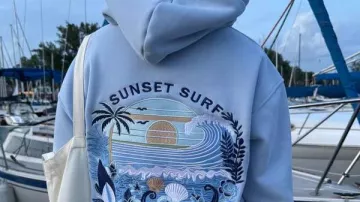 Sunset Surf Blue Hibiscus Hoodie