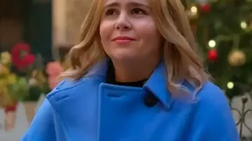 The Twelve Dates Til Christmas S01 Mae Whitman Blue Coat worn by Kate (Mae Whitman) as seen in Twelve Dates 'Til Christmas (S01E01)