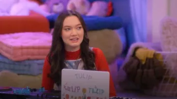 Cider Cotton-blend Cat Graphic Gingham Ruched Tank Top worn by Tulip (Ruby Marino) as seen in Electric Bloom (S01E14)