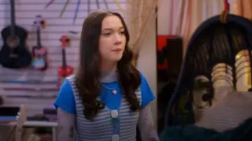 Cider Knitted V-neck Floral Striped Vest worn by Tulip (Ruby Marino) as seen in Electric Bloom (S01E14)