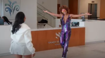 Dress the Population Sequin Tank Charlie Multi Color Purple Rainbow Jumpsuit worn by Contessa Metcalfe as seen in Married to Medicine (S12E03)