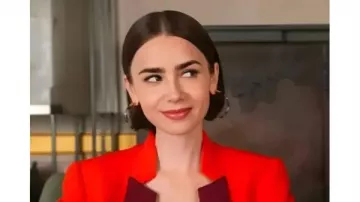 Emily In Paris S5 Lily Collins Red Blazer worn by Emily Cooper (Lily Collins) in Emily in Paris