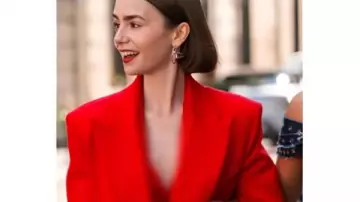 Emily in Paris S05 Lily Collins Red Coat worn by Emily Cooper (Lily Collins) as seen in Emily in Paris (S05)