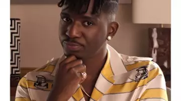 Emily In Paris S05 Samuel Arnold Yellow Striped Shirt worn by Julien (Samuel Arnold) as seen in Emily in Paris (S05)