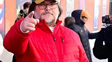 The Drew Barrymore Show Jack Black Red Puffer Jacket as seen in The Drew Barrymore Show