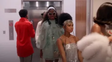 Arrange Curve Applique Organza Floral High Neck Trapeze Mini Dress worn by Quad Webb as seen in Married to Medicine (S12E03)