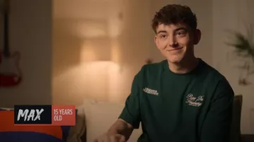 Next Max Green Relaxed Fit Graphic Print Heavyweight worn by Max as seen in Simon Cowell: The Next Act (S01E03)