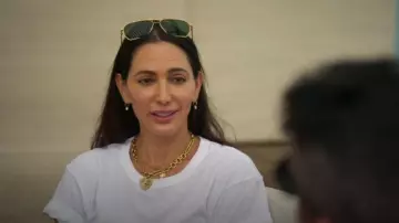 Foundrae Protection + Fine Belcher 18 Karat Gold Diamond Necklace worn by Lauren Silverman as seen in Simon Cowell: The Next Act (S01E04)