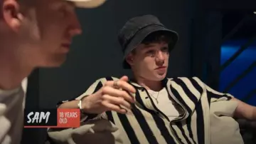 Terranova Striped Crochet Shirt Var Black worn by Sam as seen in Simon Cowell: The Next Act (S01E04)