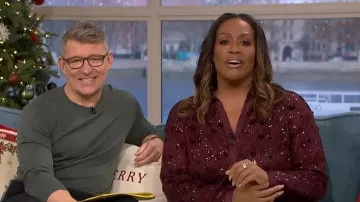 Monsoon Seema Sequin Shirt worn by Alison Hammond as seen in This Morning on December 2025