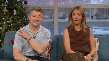 Me and Em Straight Knit Vest worn by Cat Deeley as seen in This Morning on December 2025