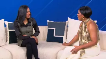 Ramy Brook Arielle Metallic Halter Top worn by Tamron Hall as seen in Tamron Hall Show on December 11, 2025