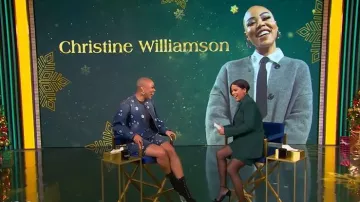 Marc Jacobs Daisy Sequined Wide-Leg Denim Bermuda Shorts worn by Christine Williamson as seen in Tamron Hall Show on December 16, 2025
