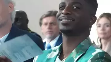 Emily In Paris S05 Samuel Arnold Afro Camo Blazer worn by Julien (Samuel Arnold) as seen in Emily in Paris (S05)