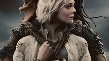 Veste en cuir Elle Fanning des Badlands Predator portée par (Elle Fanning) telle que vue dans Predator : Badlands