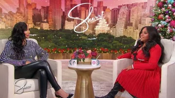 Gucci Black Stretch Knit Rhinestones Detail Sweater worn by Tamar Braxton as seen in Sherri on December 16, 2025