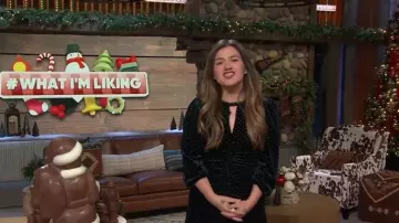 Shoshanna Luna Studded Velvet Dress worn by Kelly Clarkson as seen in The Kelly Clarkson Show on December 11, 2025