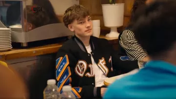 Off White Men's Off White Varsity Jacket worn by Josh as seen in Simon Cowell: The Next Act (S01E06)