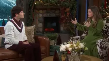 Brooks Brothers Vintage-Inspired Tennis V-Neck Sweater worn by Noah Schnapp as seen in The Kelly Clarkson Show on December 16, 2025