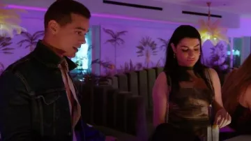 Windsor Chic Night Out Abstract Print Mesh Midi Dress worn by Demy Selem as seen in Vanderpump Rules (S12E02)