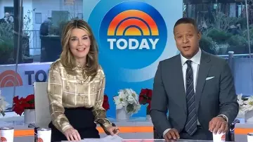 Burberry Regular Fit Belt Check Viscose Shirt worn by Savannah Guthrie as seen in Today on December 18, 2025