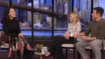 Alice + Olivia Chara Floral Fit & Flare Midi-Dress worn by Fran Drescher as seen in LIVE with Kelly and Mark on December 18, 2025