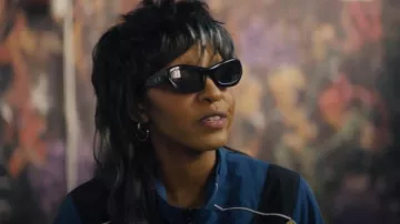 Port Tanger Irfan Black Acetate Sunglasses worn by Mimi Rush (Ayo Edebiri) as seen in I Love LA (S01E07)