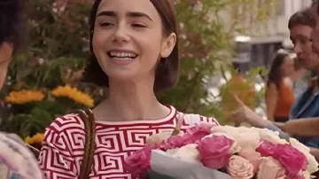 Emily in Paris S05 Emily Cooper Geometric Print Top worn by Emily Cooper (Lily Collins) as seen in Emily in Paris (S05)
