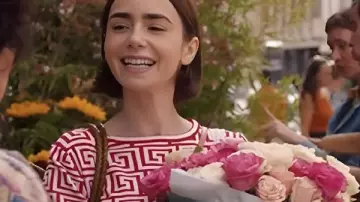 Emily in Paris S05 Emily Cooper Geometric Print Top worn by Emily Cooper (Lily Collins) as seen in Emily in Paris (S05)
