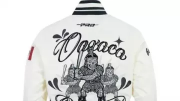 LMB Oaxaca Warriors Cream Satin Varsity Jacket