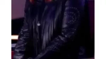 Black Embellished Fringed Leather Jacket of (Reba McEntire) in The Voice (S28)